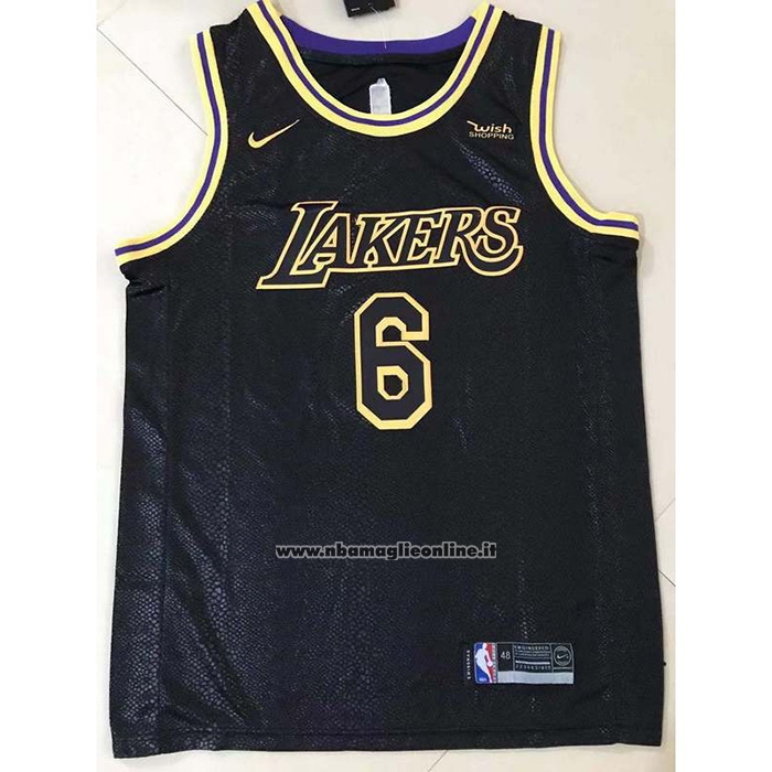 Maglia Los Angeles Lakers LeBron James #6 Citta 2021-22 Nero